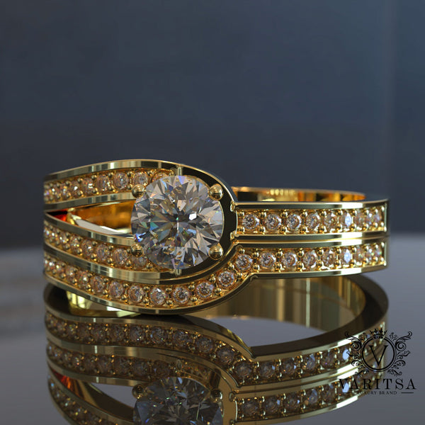 1.25ct Brilliant Diamond Gold Bridal Wedding Set - 02US16B